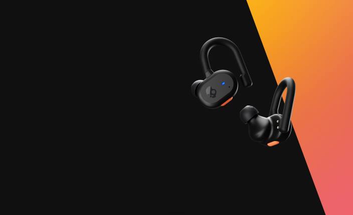 črna/oranžna nadgradljive tehnološke varne ušesne slušalke push active prave brezžične slušalke Skullcandy FTZX15