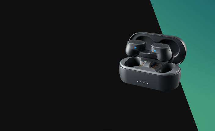 Črna popolnoma preproste slušalke za odpravljanje hrupa in prave brezžične ušesne slušalke Skullcandy FTZX6