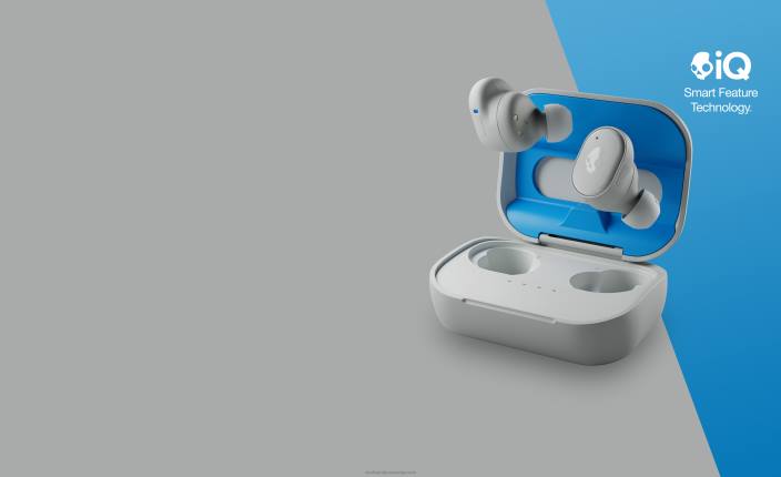 svetlo siva/modra nadgradljive tech premium sound grind prave brezžične ušesne slušalke Skullcandy FTZX10