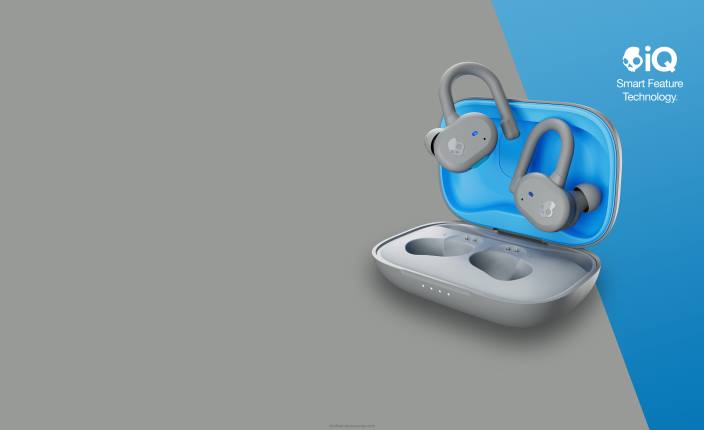 svetlo siva/modra nadgradljive tehnološke varne ušesne slušalke push active prave brezžične slušalke Skullcandy FTZX14