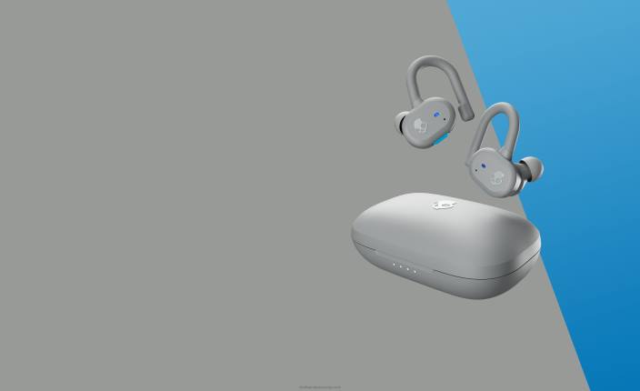 svetlo siva/modra nadgradljive tehnološke varne ušesne slušalke push active prave brezžične slušalke Skullcandy FTZX14