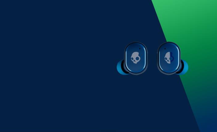 temno modra/zelena nadgradljive tech premium sound grind prave brezžične ušesne slušalke Skullcandy FTZX12