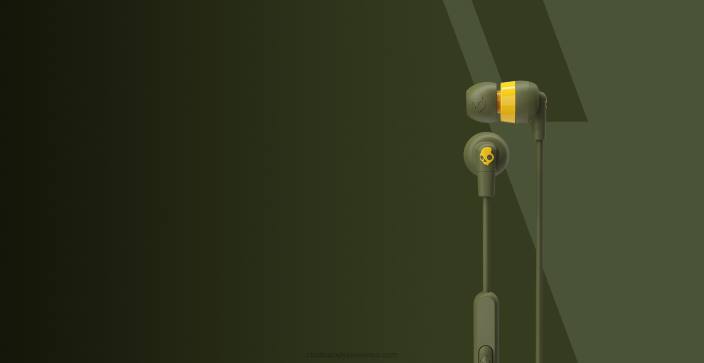 povišana oliva originalne Essential ink'd+ušesne slušalke z mikrofonom Skullcandy FTZX33